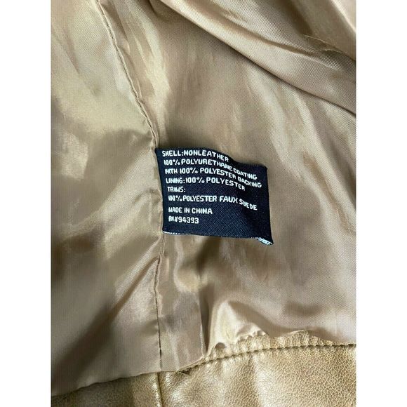Coffee Shop Women Faux Leather Jacket Brown Zippered Size S - Picture 9 of 10
